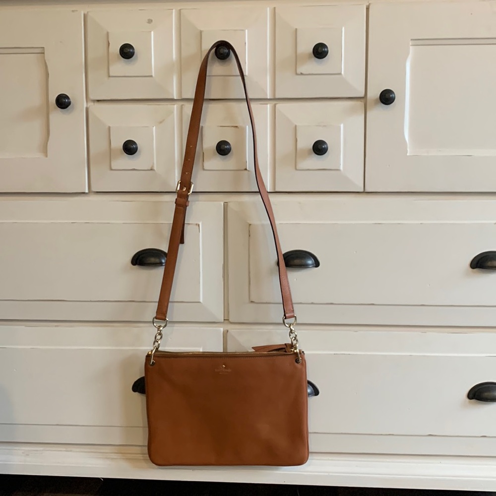 Kate Spade camel tri-compartment crossbody bag